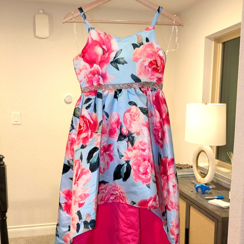 Rare Editions Girls Floral High Low Dress Size 10